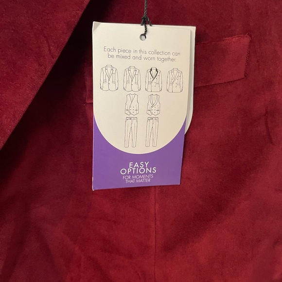 Elegant Double-Breasted Velvet Blazer in Rich Red - Picture 4 of 10